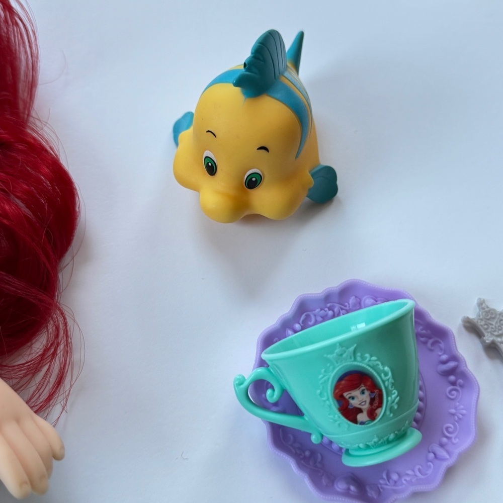 Disney Princess Ariel Doll Tea Time with Flounder, Tea Cups Disney Doll - Picture 4 of 6